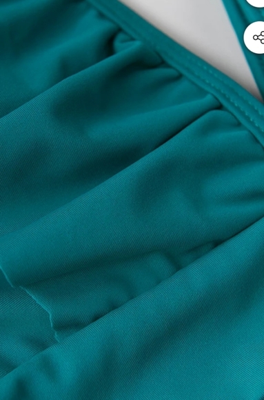 Cupshe  Teal Ruffle Drawstring One Piece Swimsuit - Picture 5 of 6